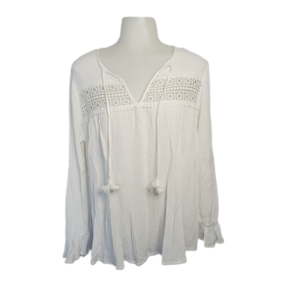 Show Me Your Mumu White Lily Grace long sleeve tunic blouse sz Small - Picture 1 of 6